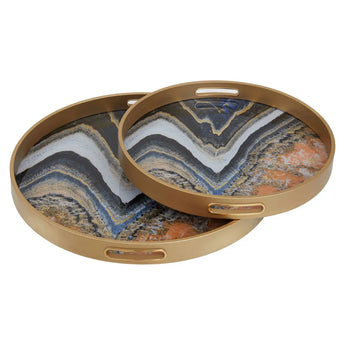 Set Of Two Opulent Oasis Trays