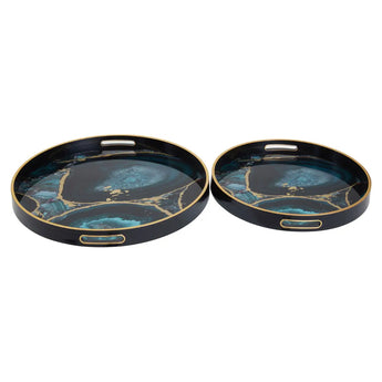 Set Of Two Round Cosmos Trays