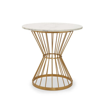 Gilded Moon Marble Base Dining Table - White/Gold