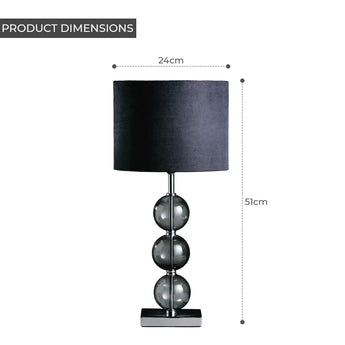 LuminaGlow BLACK SUEDE EFFECT SHADE TABLE LAMP