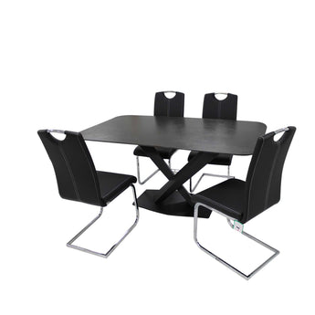 X Shape Ceramic Dining Table 160cm with Chairs