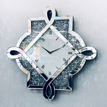 Crushed Diamond Mirrored Wall Clock 60cm
