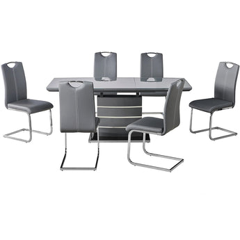 Milan Grey Extending Dining Table + 6 Milan Chairs