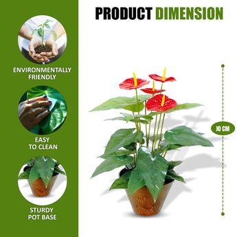 20 Leaves Flamingo Lily, 4 Flowers - Artificial Plant