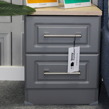2 Drawer Bedside Cabinet - Grey & Oak