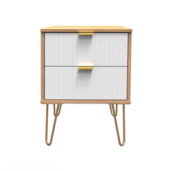 2 Drawer Bedside Table - White & Oak
