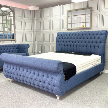 Oxford Bedset - Matize Blue Button - Super King