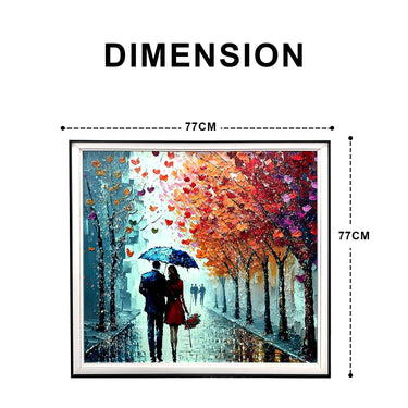 Couple Walking in the Rain Portrait - 80x80cm